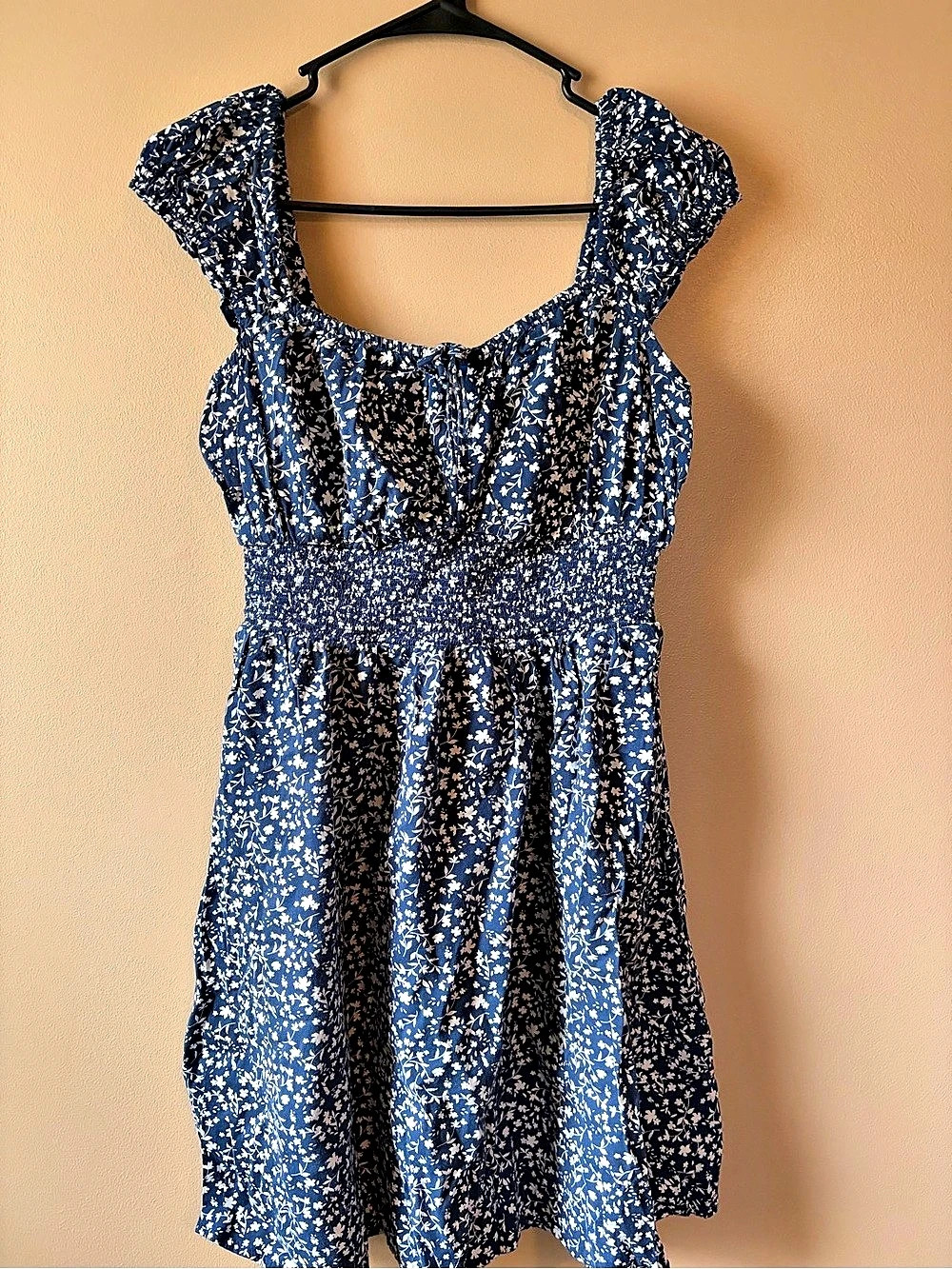 Floral Mini Dress in Blue & White Like New